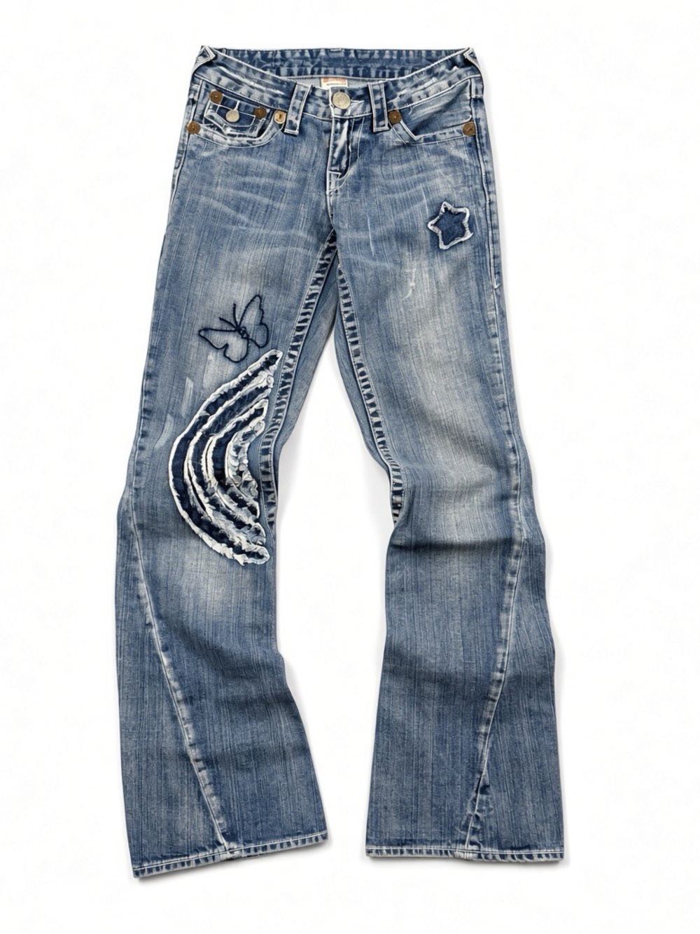 True Religion Jeans Womens 26
USA Light Wash Bootcut Y2K
Patch Stars
